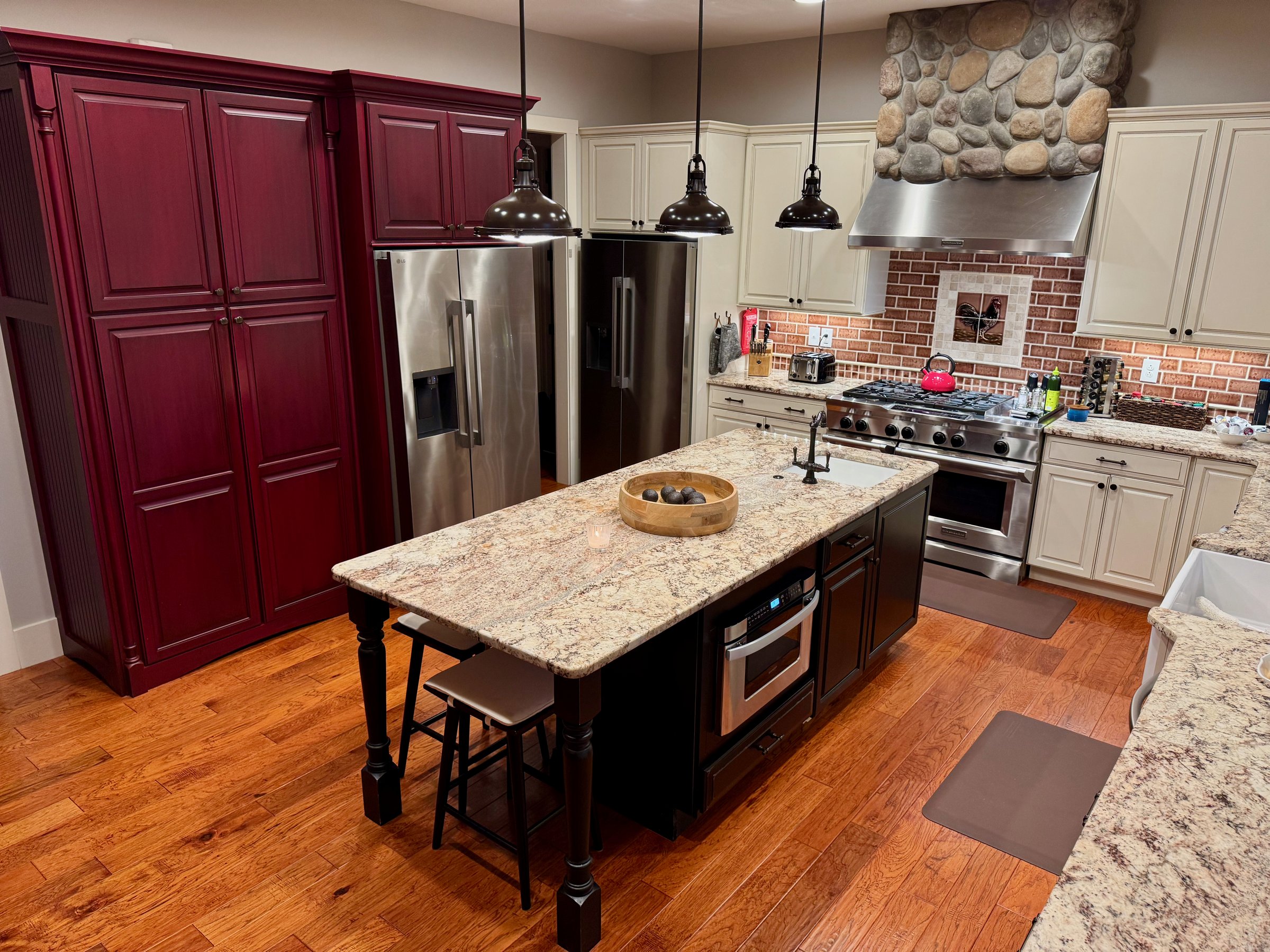 Two refrigerators, two dishwashers