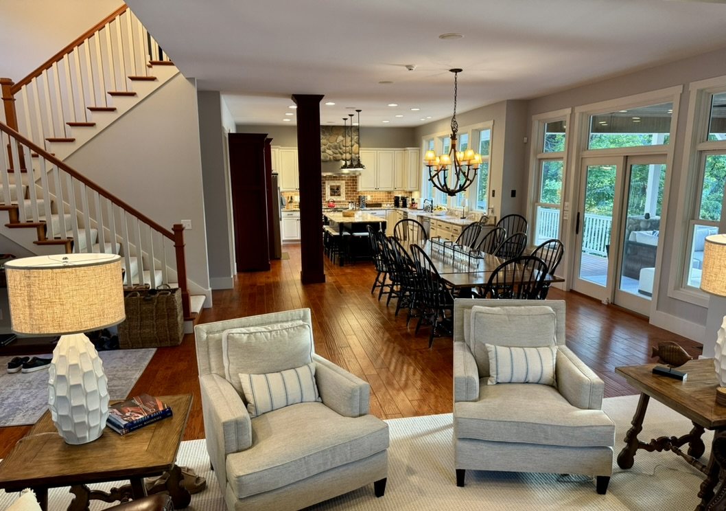 Open-concept living, dining and kitchen