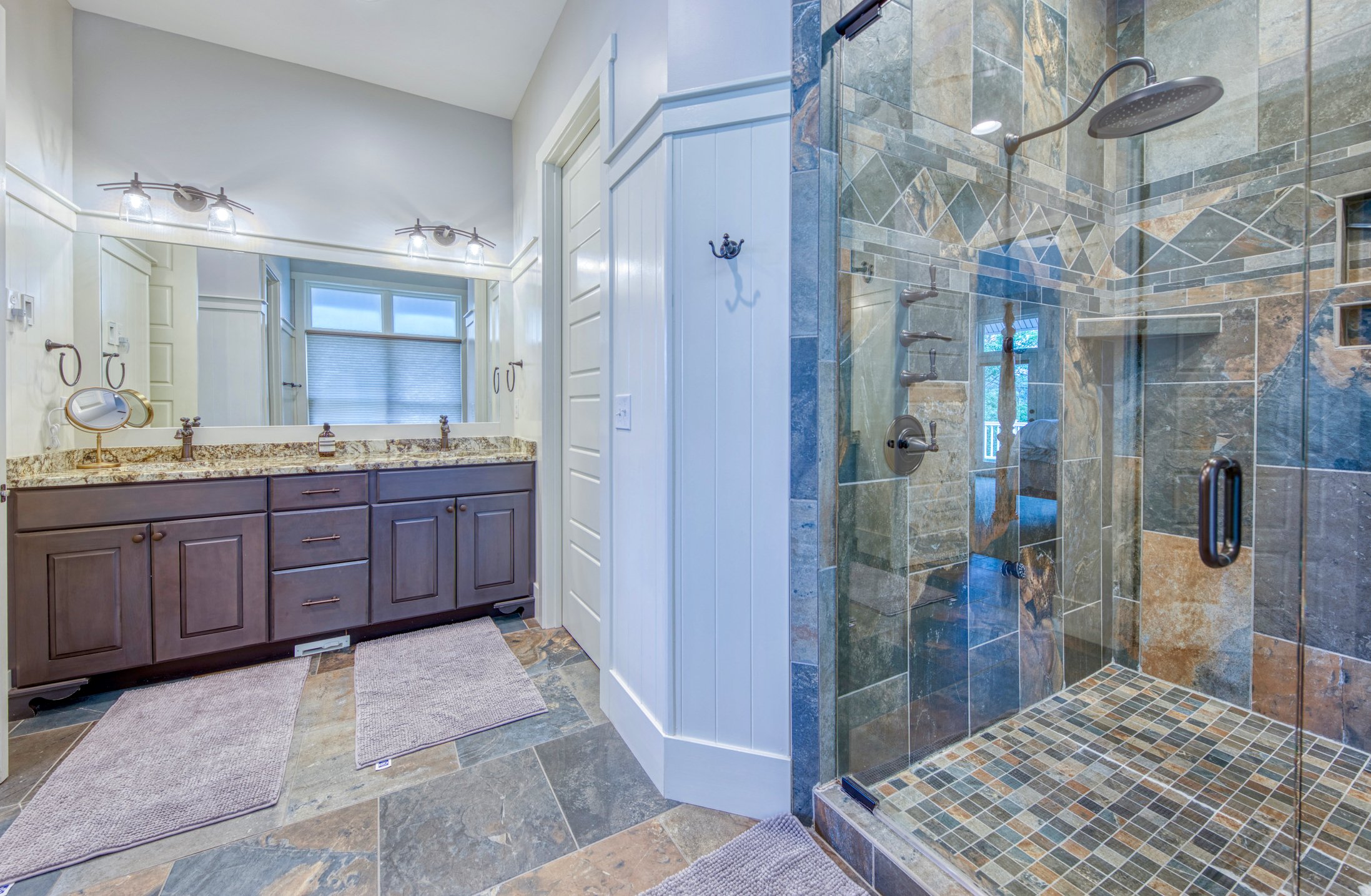 Main-level primary bath with walk-in shower