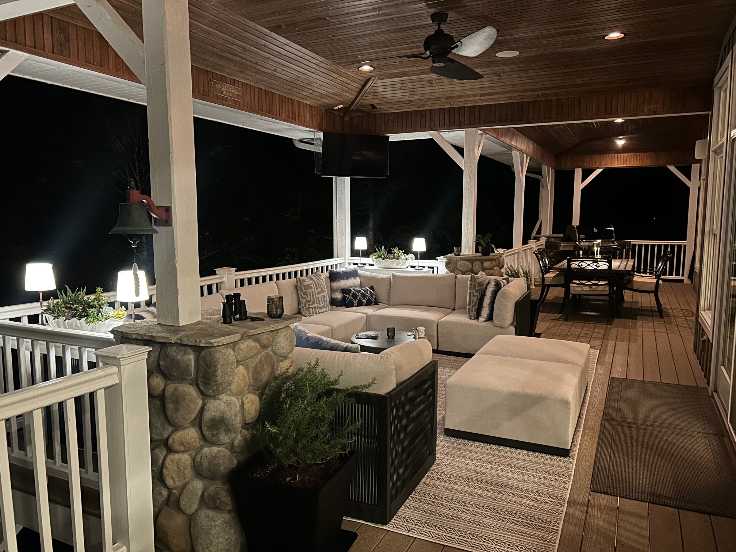 Evening gatherings under the covered porch